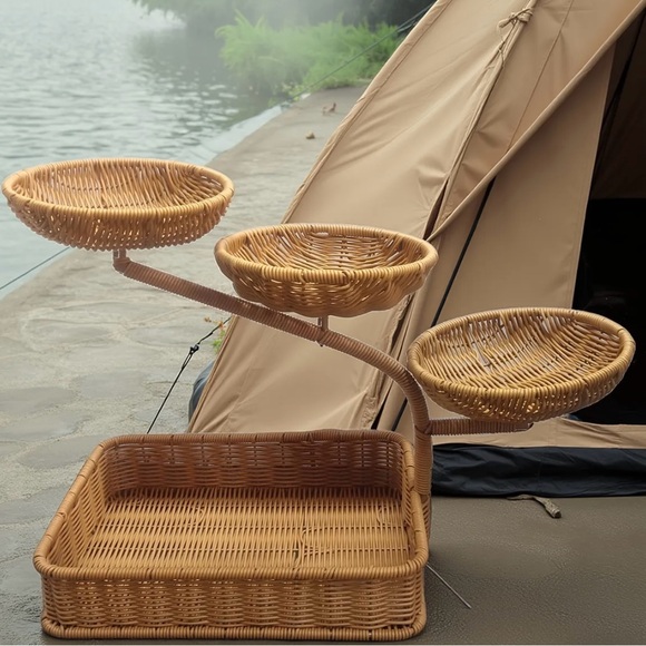 Elegant Wicker Fruit Basket Stand - Brown - Picture 1 of 4